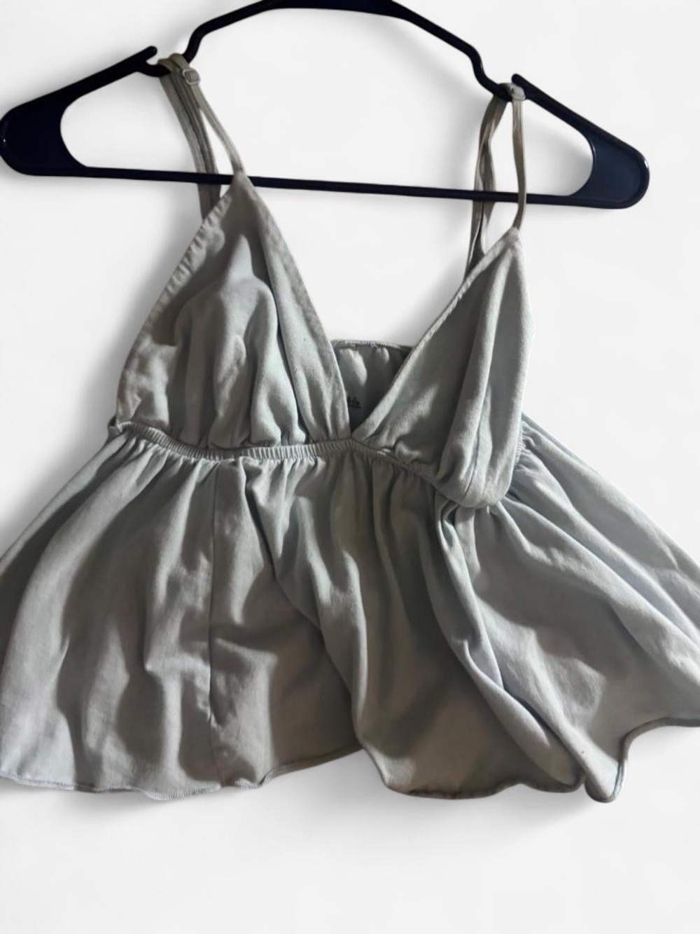 Light Gray V-Neck Spaghetti Strap Baby Doll Women’s Top